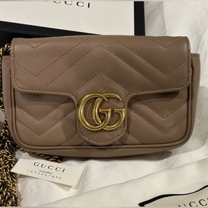Gucci Marmont leather super mini bag in dusty pink
